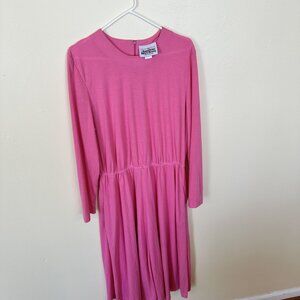 Vintage American Shirt Dress Pink Long Sleeve 100% Polyester Women's XL 19/20 Ma